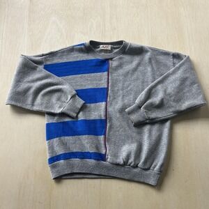 Vintage Active Wear Sweatshirt Youth 12-14 Gray Colorblock Fleece Pullover USA